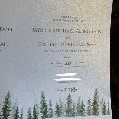 Pine Tree Wedding Invitation Set, Printable Invitation Template ...