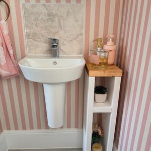 Handmade Slim Wooden Bedside Table: Narrow Solid Wood Side Table, Small Lamp Stand for Bedroom