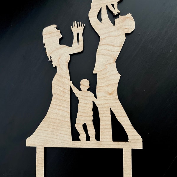 Family Wedding Cake Topper With Baby, Bride and Groom Silhouette ...