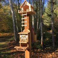 Tidyard Eichhörnchen Futterhaus Aus Tannenholz, 4er-Set – Mit Klappdach, 12x23x17,5 Cm, Einfach Aufzuhängen