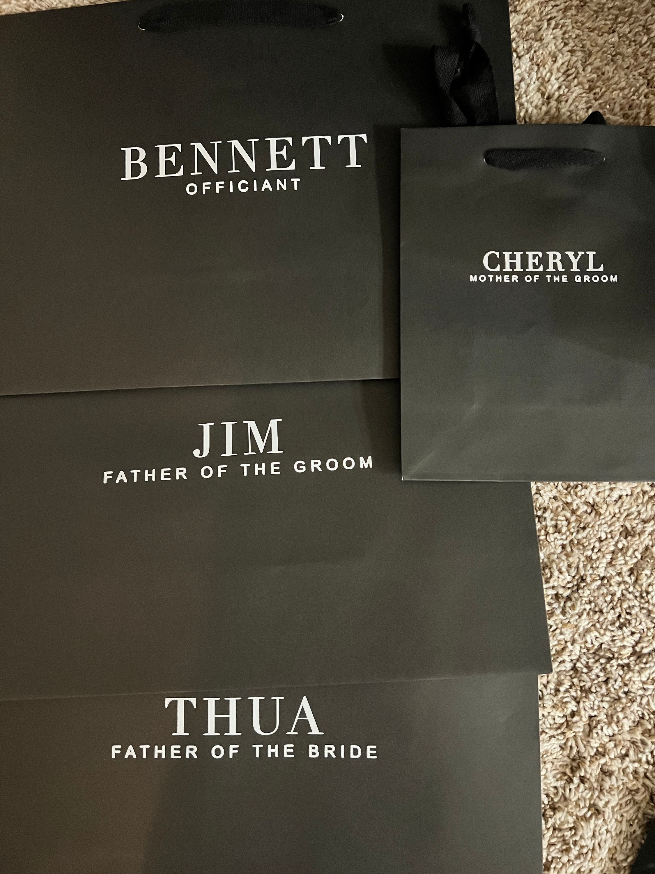 Personalized Wedding Bags - Luxury Proposal Bags - Black - Groom and Groomsmen Gift Bags - Large - 4 sizes