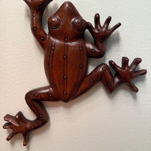 Frog Wall Statue, Wooden Animal, Handmade Decor, Wood Wall Art