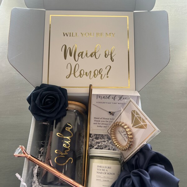 Gold Will You Be My Bridesmaid Proposal Box Set, Personalized ...