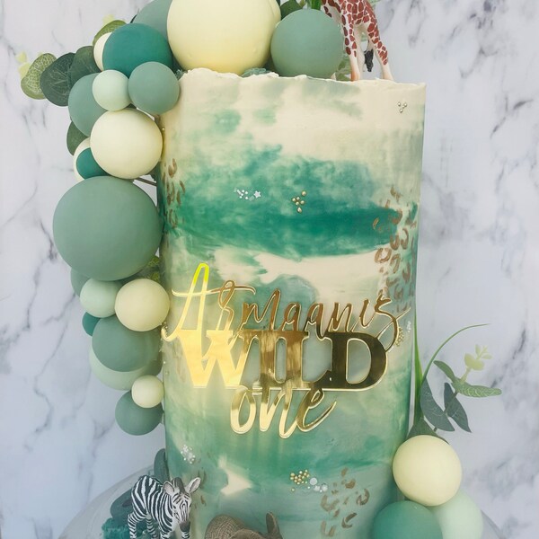Wild Name Age Charm Acrylic Cake Topper, Cake Motifs Single Letter ...