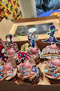 Spidey Amazing Friends Cupcake Toppers Cake Birthday Party Decorations Super Hero Spiderman Spin Spider Ghost