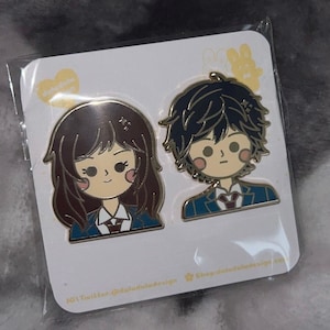 Download A close-up of characters Yoshioka Futaba and Mabuchi Kou as seen  in the Anime Ao Haru Ride