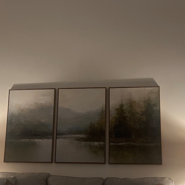 Dustinway Framed Canvas Print Wall Art Set of 3 Emerald Green Pastel ...