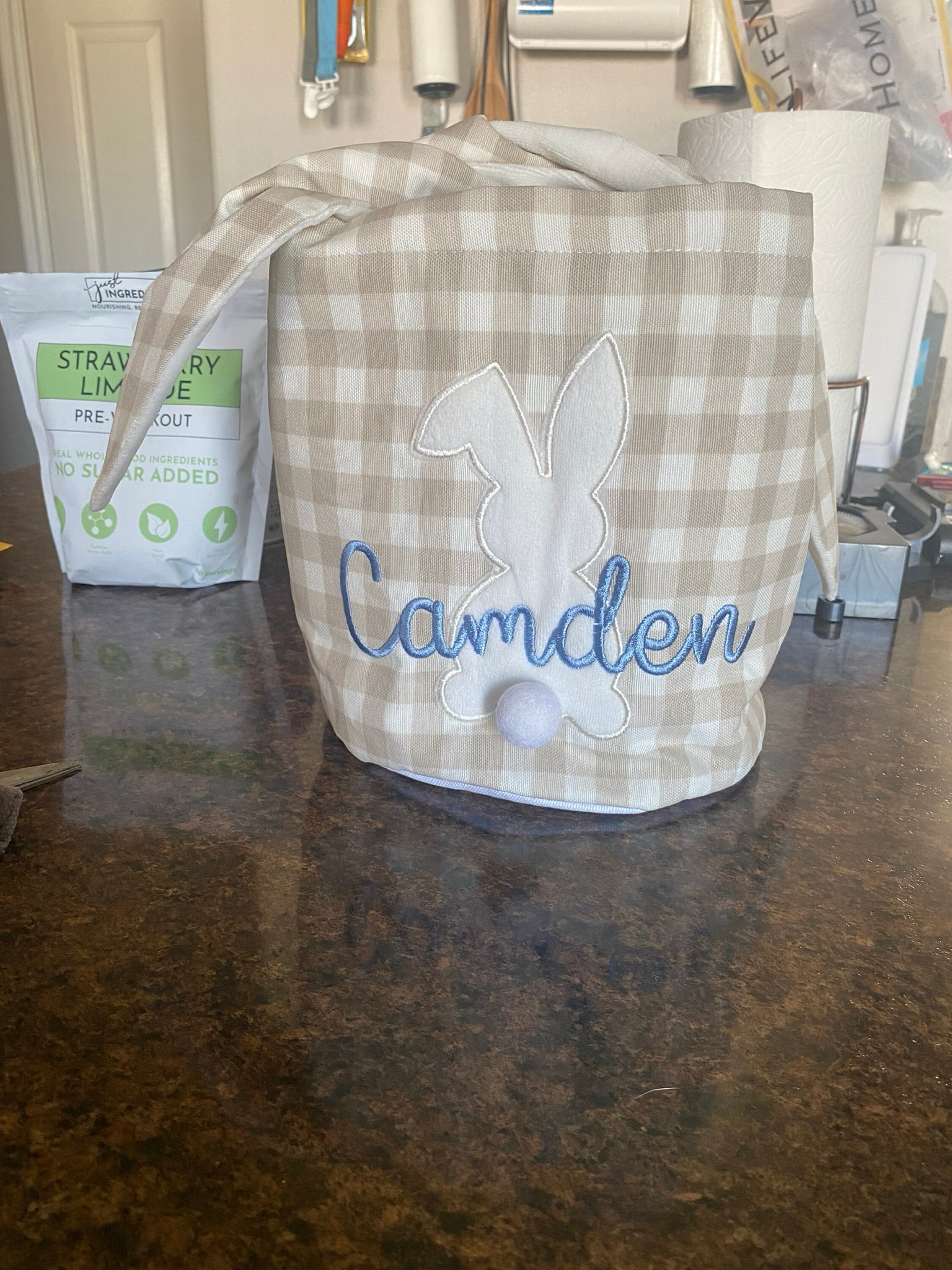 Personalized Easter Basket. Custom Embroidered Easter Bunny. Kids Easter Basket. Baby Girl And Boy Basket. Egg Basket For Easter Activities.