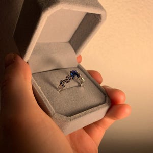 Vintage Hexagon Cut Blue Sapphire Engagement Ring White Gold
