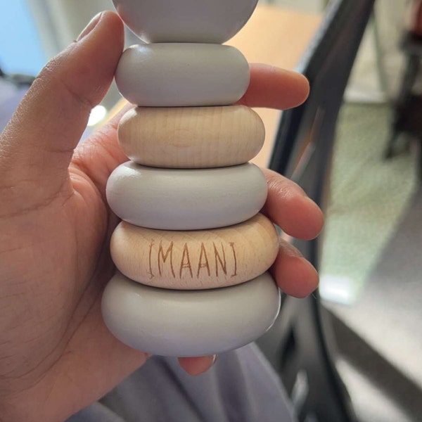 Personalised Wooden Stacking Rings Baby Toy | Stacker Wooden Lion ...