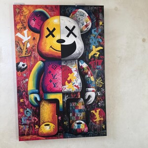 Bearbrick Canvas Art Print - Pop Street Graffiti Wall Decor