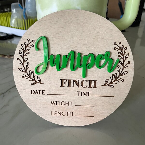 Personalized Baby Name Announcement Sign – Custom 3D Wood Birth Sign ...