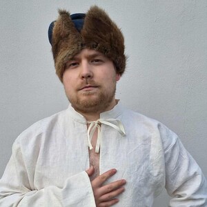 ウールのコルパック帽子、スリット入りの毛皮のハイキャップ、17世紀