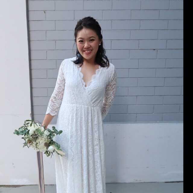 chinese dress ladies Tarly Long Sleeve Lace Maxi Dress Cream Selfie Leslie