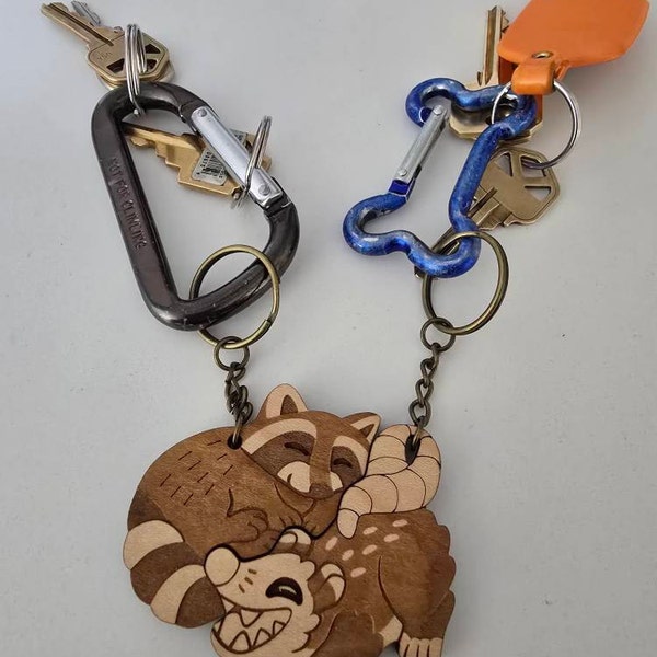 Feathered Raptor Dinosaur Couple Keychains - Friendship or Relationship ...