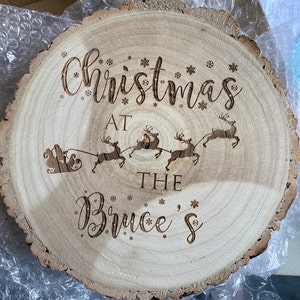 Personalised Family Christmas Tree Log Wood Slice Sign Decoration - Etsy UK