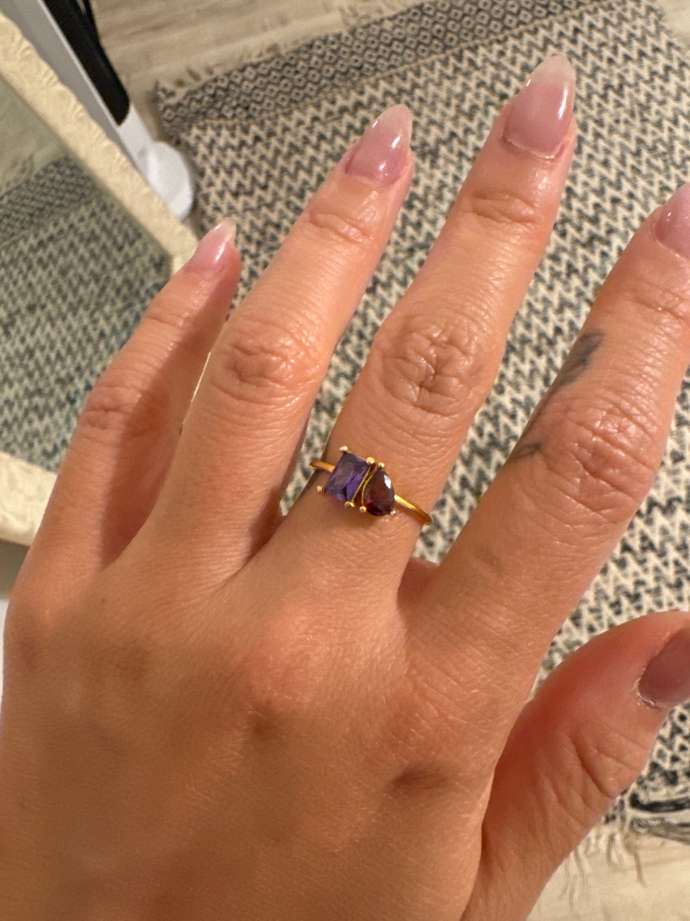 Emerald & Pear Cut Birthstone Ring by Caitlyn Minimalist • Custom Toi et Moi Gemstone Ring • Vintage Jewelry • Perfect Couples Gift • RM124