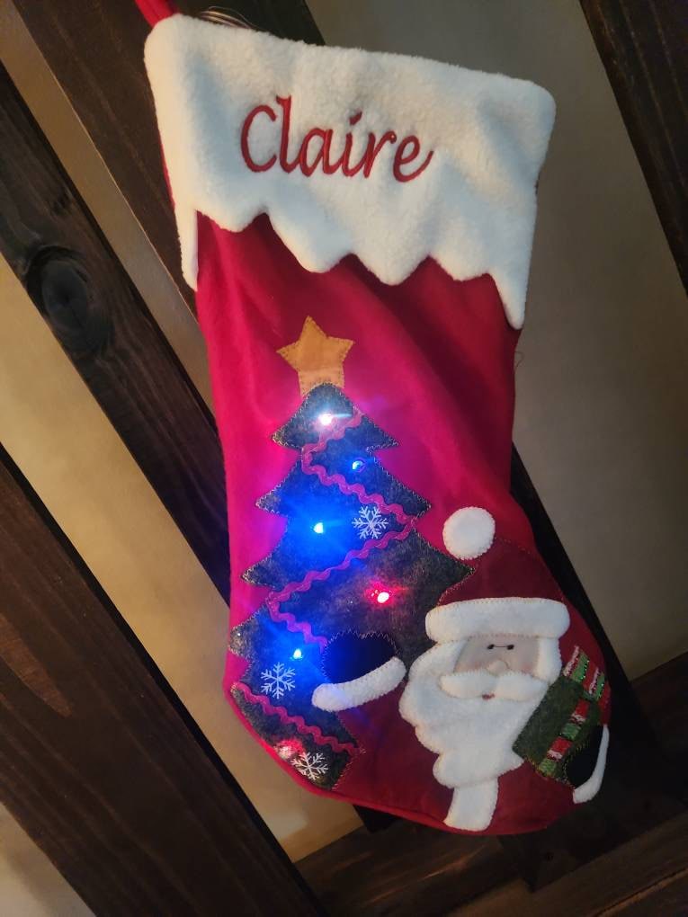 Light Up Snowman Santa Personalized Christmas Stockings 3D Kids Christmas Embroidered with Names