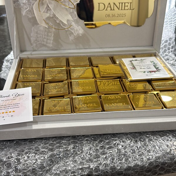 Personalised Gold Or Silver Foil Chocolate Squares – Happy Birthday Favours For Adults