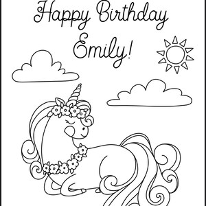Coloriage Licorne Licorne Anniversaire Imprimable Coloriage Etsy
