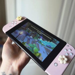 桜ピンク＋白のジェリーボタン - Nintendo Switch用カスタムジョイコン