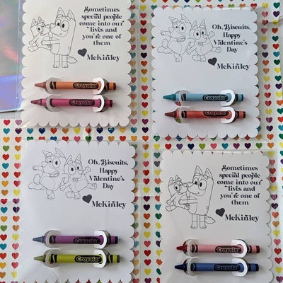 Bluey Coloring Valentines With Crayons - Etsy