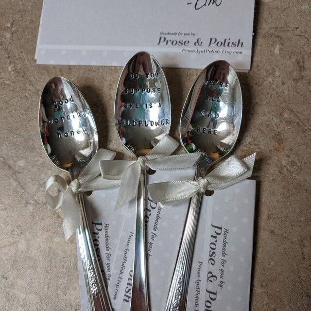 Hand stamped silver spoon - good morning honey tea spoon, coffee