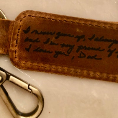Leather Keyring Gift Personalized Handwriting Leather Key Chain Leather ...