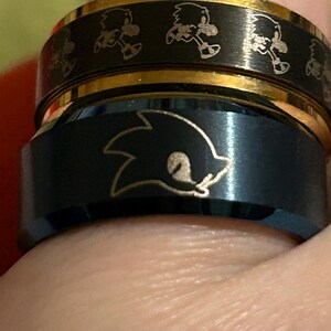 ラスト1点のみ！IU OFFICIAL SONIC RING 11号 Blue Tungsten Ring: Sonic the Hedgehog Engraved Ring - 8mm - Etsy