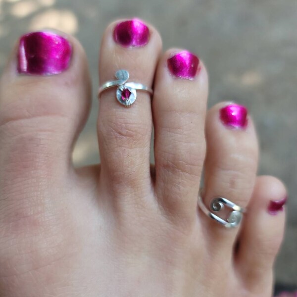 Custom Birthstone Toe Ring - Sterling Silver Swarovski Crystal Custom ...