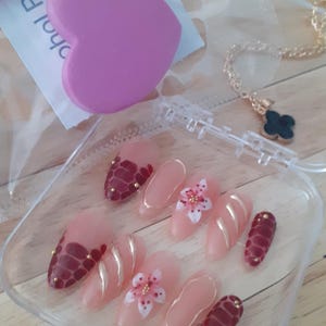 Wedding nails ,Flower Nails hand painted nail,custom press on nails,3D Nails,Campanula Nails,Acrylic Nails  ,Brown nails,Floral Nails