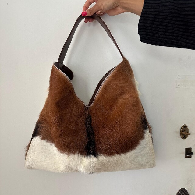 FUR ON LEATHER Shoulder Bag Cow Hide Western Leather Bag