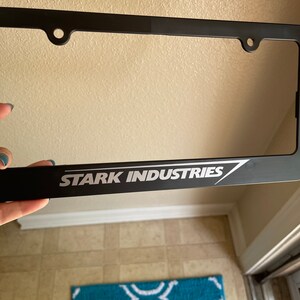 Stark Industries License Plate Frame - Gloss Black Iron Man Fan Accessory For Car