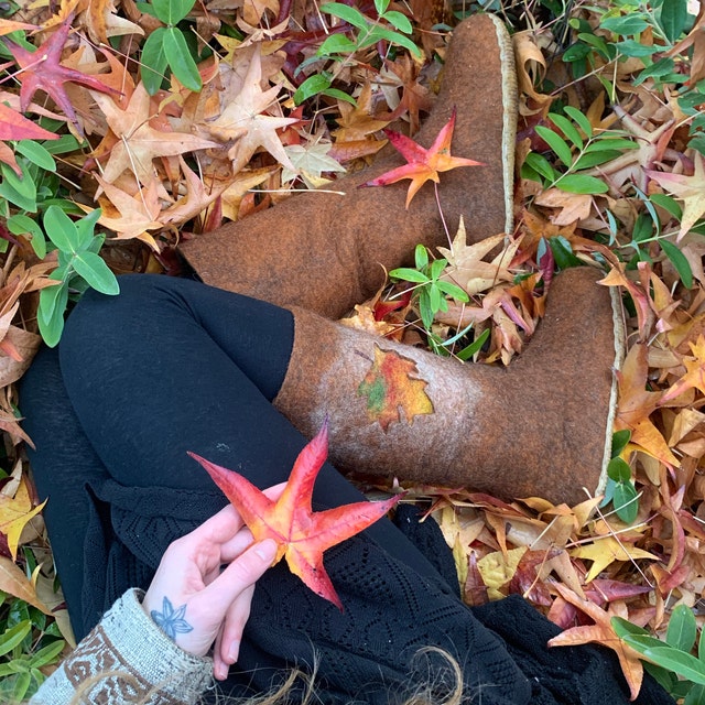 Felted Boots - Women Boots - Valenki - Coffee Brown Boots