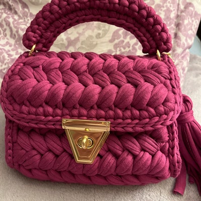 Crochet Bag, Luxury Knit Shoulder Bag, Gold Chain Handbag,capri Bag ...
