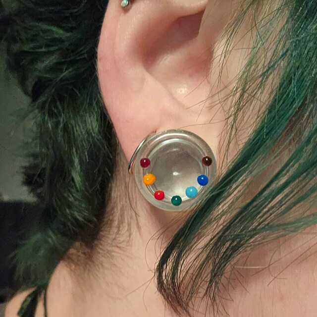 16mm Ear Tunnel ZS Double Flared Glass Ear Gauges - Solid Colorful Ear Plugs For Stretching (2G, 0G, 00G, 1/2", 9/16") - Gift For Men & Women Colorful Ear Expanders Tunnels