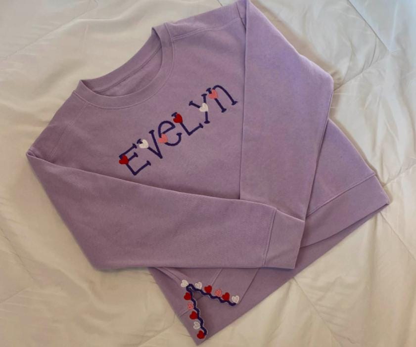 Customer project using Heart Scalloped Split Side Seam embroidery design