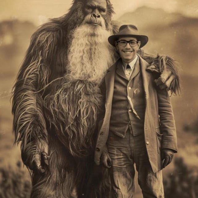 Sasquatch Canvas Print Vintage Photograph Cryptid Bigfoot Print