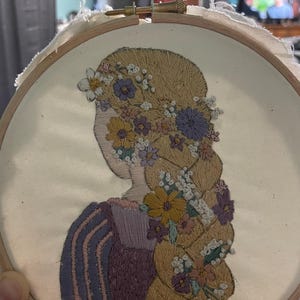 花柄編みラプンツェル刺繍パターン || 刺繍枠アート PDF パターンと