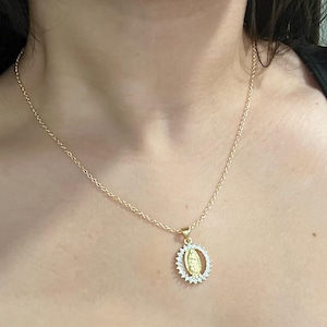 18k Gold Plated Virgin Mary Necklace | Our Lady Of Guadalupe Necklace | Minimalist Pendant | Dainty Layering Necklace | Gift For Her