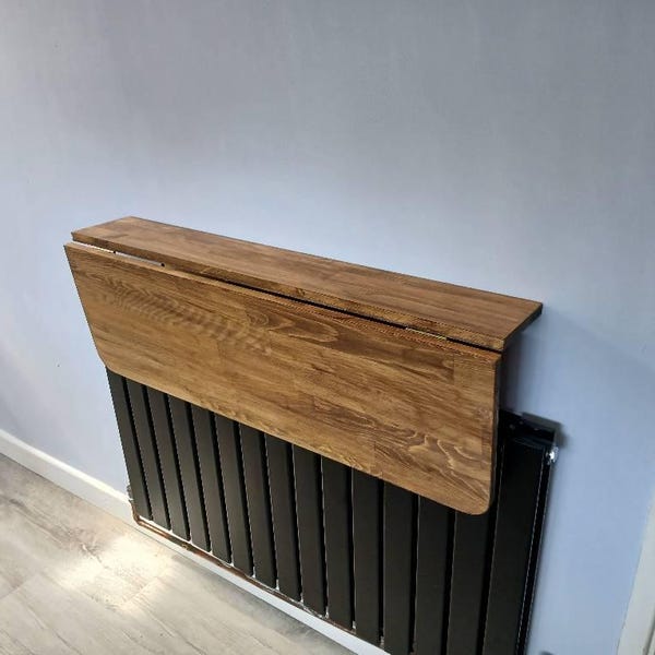 Natural Solid Wood Murphy Desk, Wall Mounted Folding Table With Shelves ...