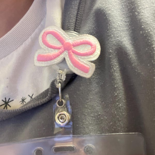 Pink Coquette Bow Badge Reel/retractable Badge Reel/nurse Badge Reel ...