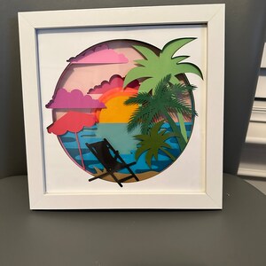 Beach Sunset Shadow Box SVG Beach Layered Lightbox and Paper - Etsy