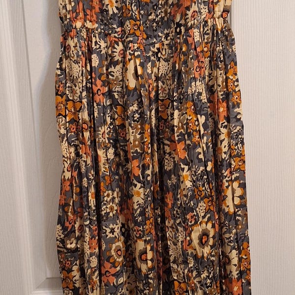 Women’s Cotton Floral Maxi Dress – Soft Breathable A-Line Long Summer Dress with 3/4 Sleeves main image 1