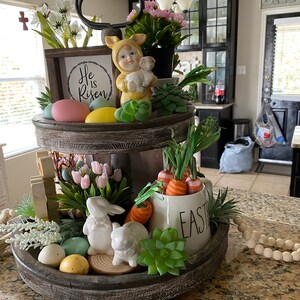 He is Risen Farmhouse Easter Decor Sign Tiered Tray - Etsy