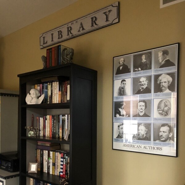 Antique Style the Library Wood Sign - Handmade Rustic Wooden Decor - Etsy