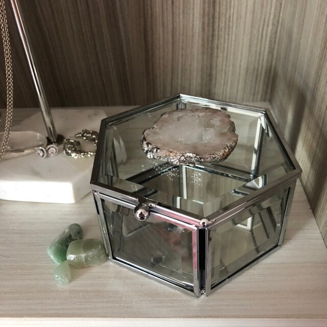 Glass Agate Crystal Jewellery Trinket Box - Glass Jewellery