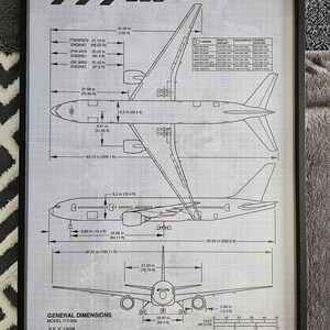 ボーイング777の設計図ポスタープリント。航空ポスター。飛行機