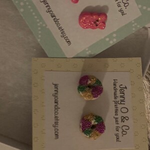 mardi gras king cake earrings