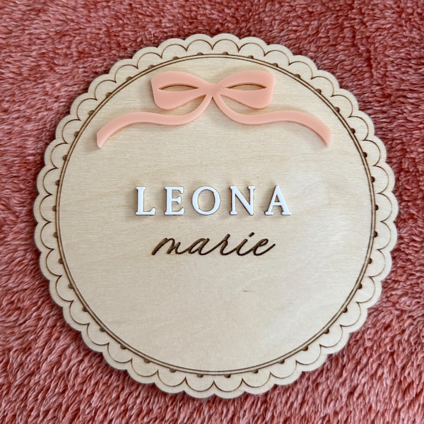 Wooden Lace Ribbon Bow Interchangeable Milestone Cards | Personalize ...